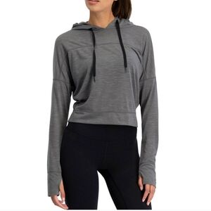 Three Sixty Six Women's Long-Sleeve Crop Top Hoodie Mid-town Grey XS Oversized
